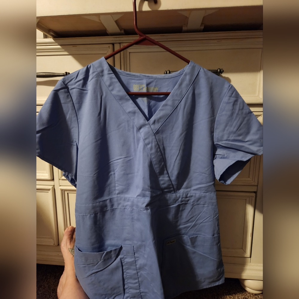 Greys Anatomy Blue Scrub top size lg